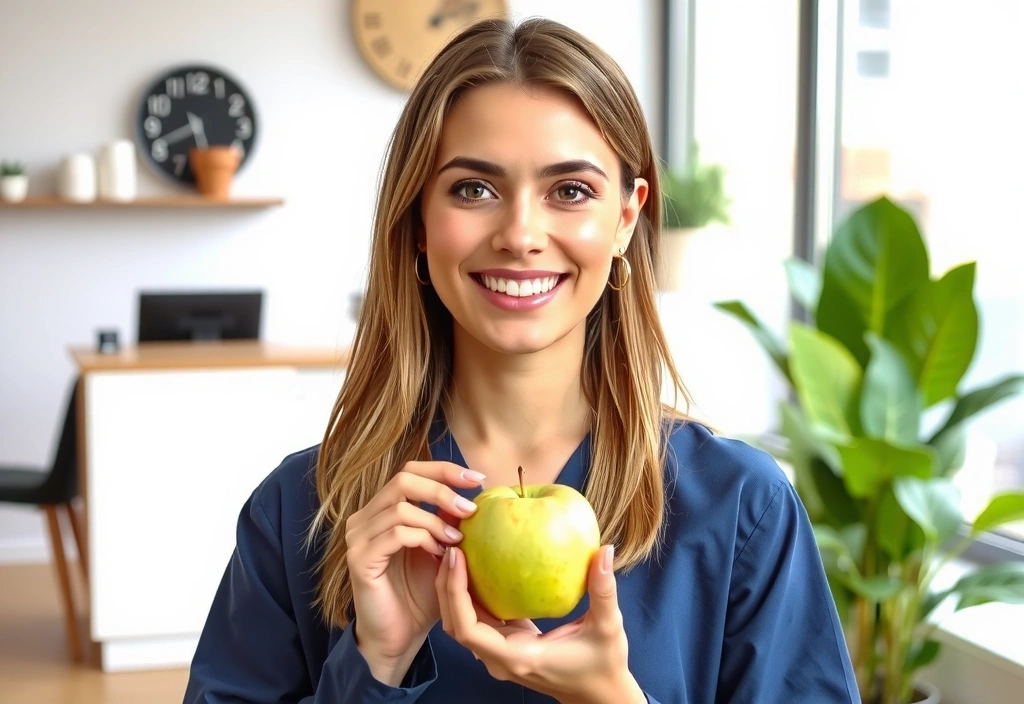 Porträt einer lächelnden Frau namens Anna Müller